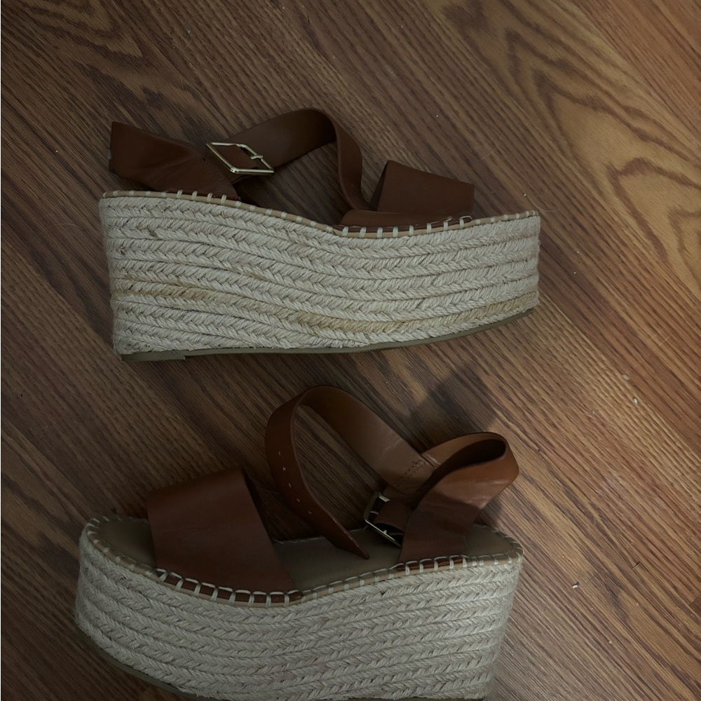 Soda Tan Espadrille Wedge Sandals